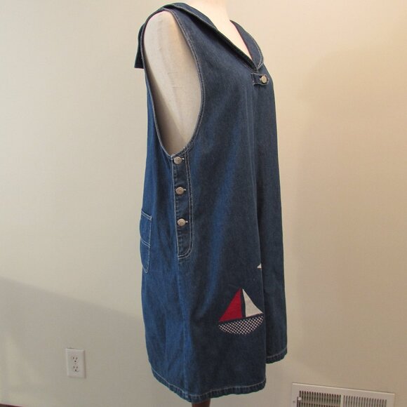 Haiks Vintage Jumper Dress XL Sailor Collar Boat Anchor Buttons Nautical Coastal - Picture 4 of 16